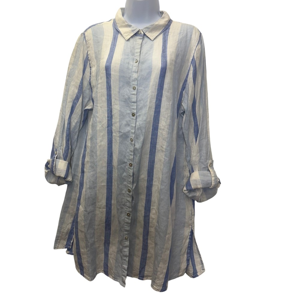 Striped Blue and White Women's Top